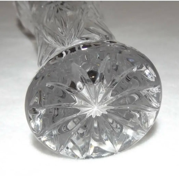 Lenox Cut Lead Crystal Star Pattern Bud Flower Vase 6” Tall Czech Vintage Gift - Picture 4 of 5
